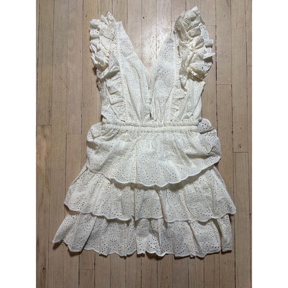 Love The Label White Eyelet Ruffle Tiered Mini Dress